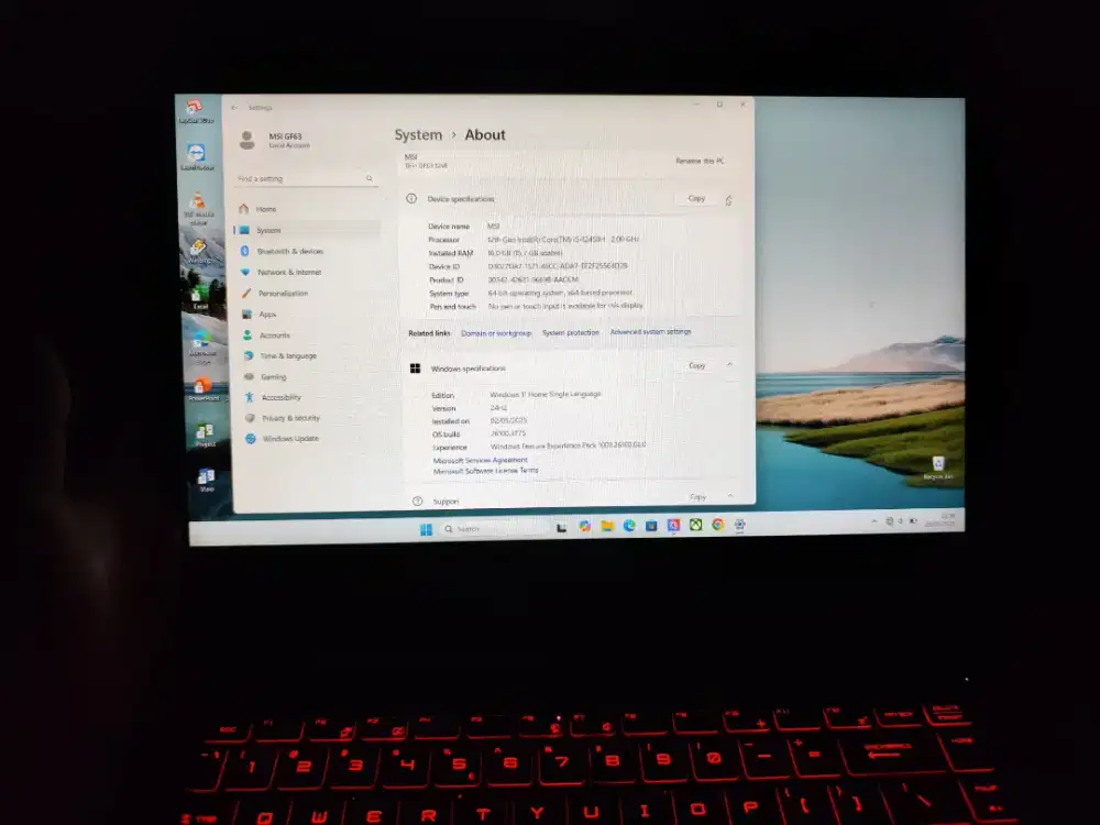Leptop MSI Thin GV63 VE