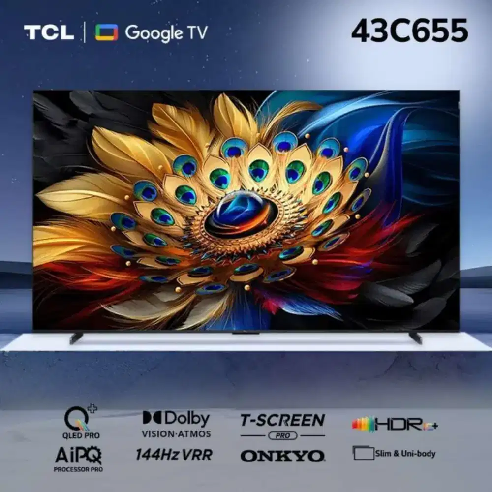 TCL QLED 4K PRO Google TV 43C655 Dolby Atmos ONKYO AIPQ HDR10 AIRPLAY