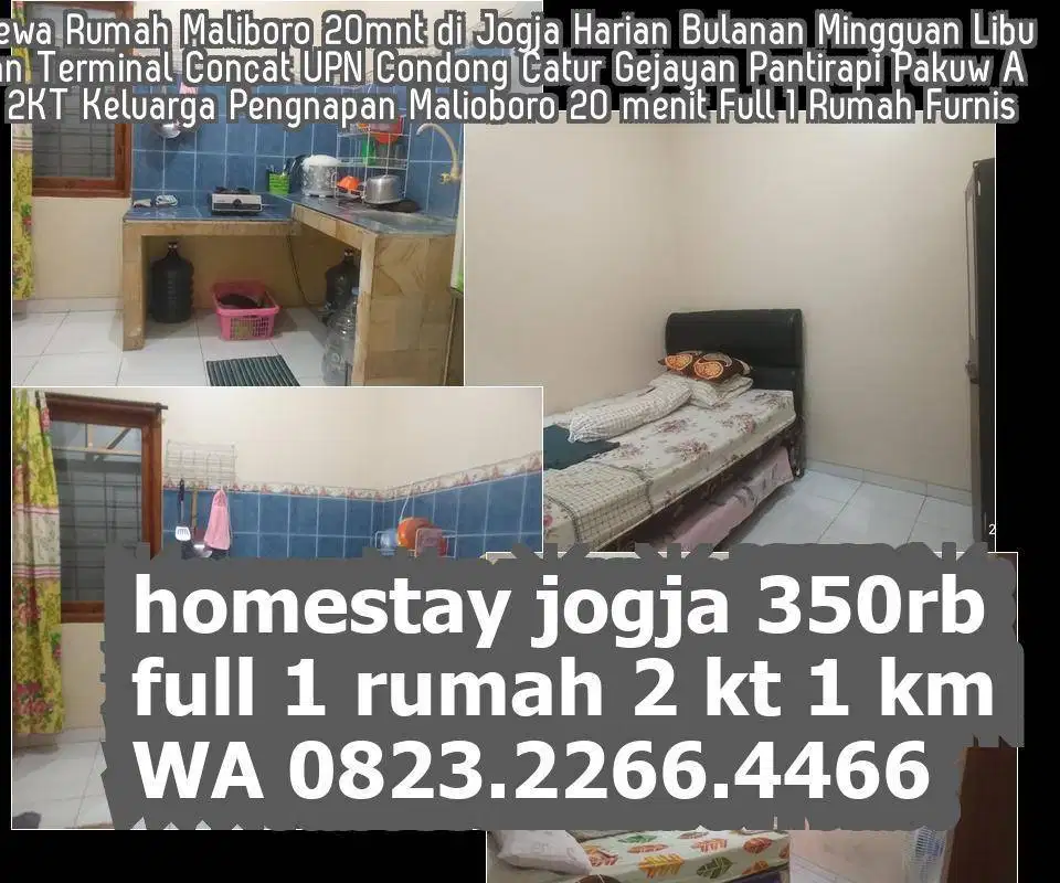 Family Homestay Maliboro 8km Jogja Amik AC 2KT Mingguan Harian Bulanan