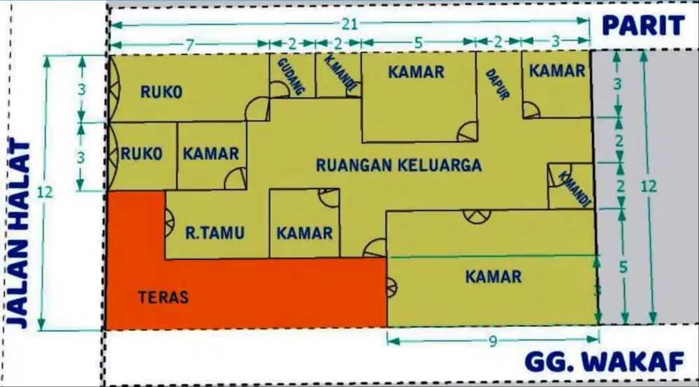 Di Juall Rumah yang mempunyai Ruko