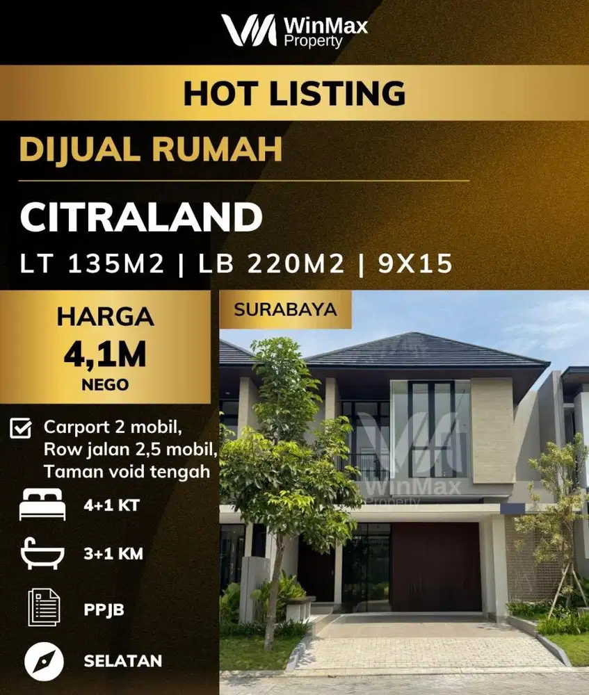 Dijual rumah woodland citraland 2 lantai surabaya barat