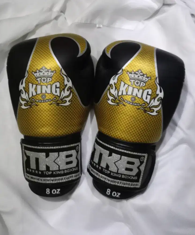 TOP KING BOXING Gloves, Empower, Leather, black-gold  8 oz