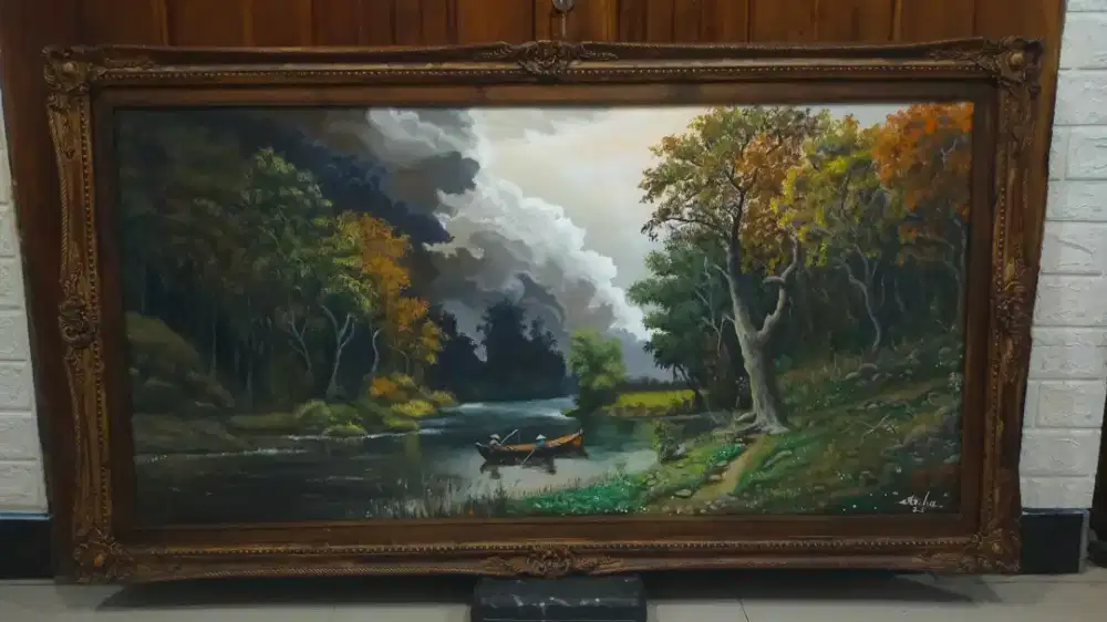 Lukisan pemandangan alam hutan muara