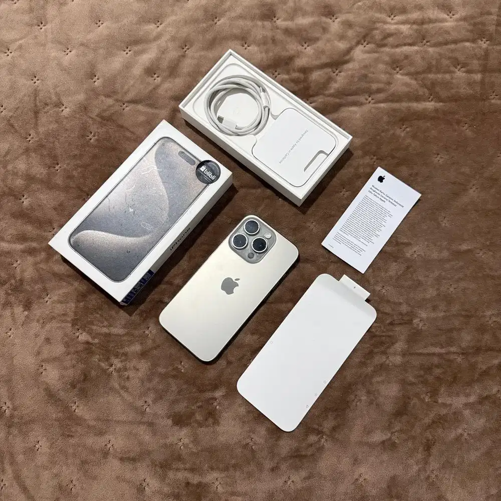 (iBox) iPhone 15 Pro 128GB Resmi Natural Titanium Fullset Original GDN