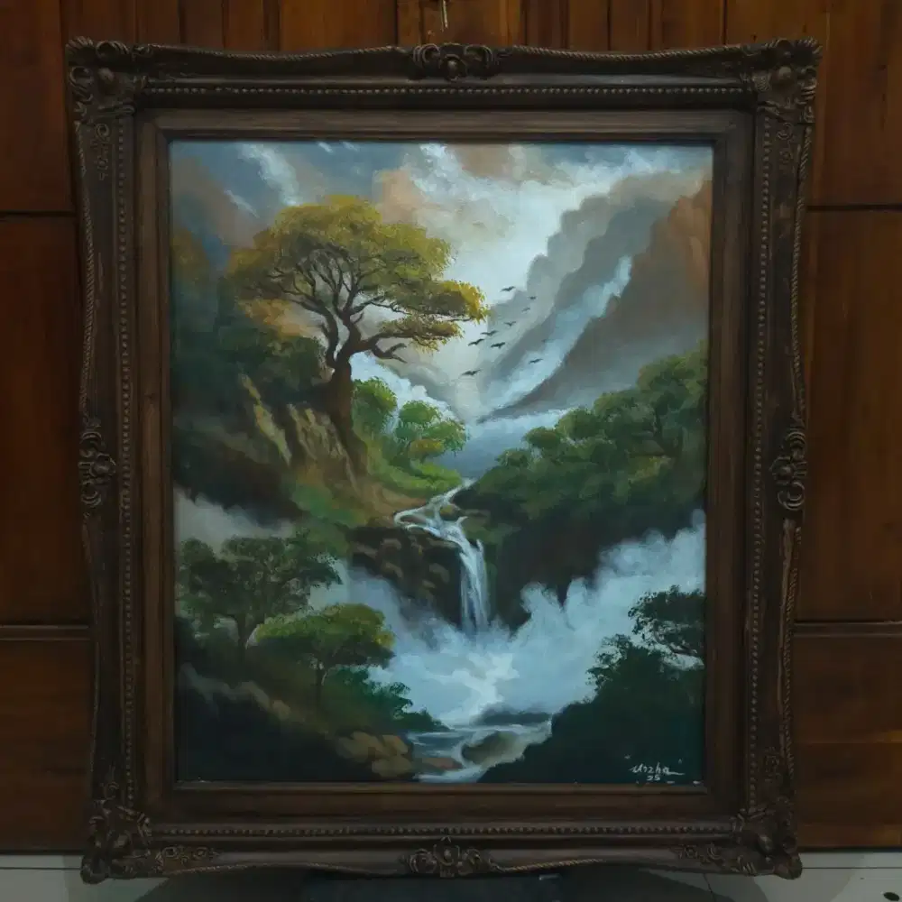 Lukisan pemandangan alam air terjun