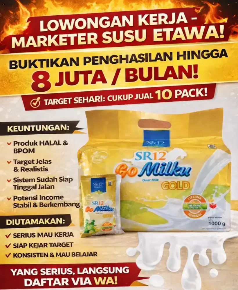 Loker sales penghasilan 8jt/bulan