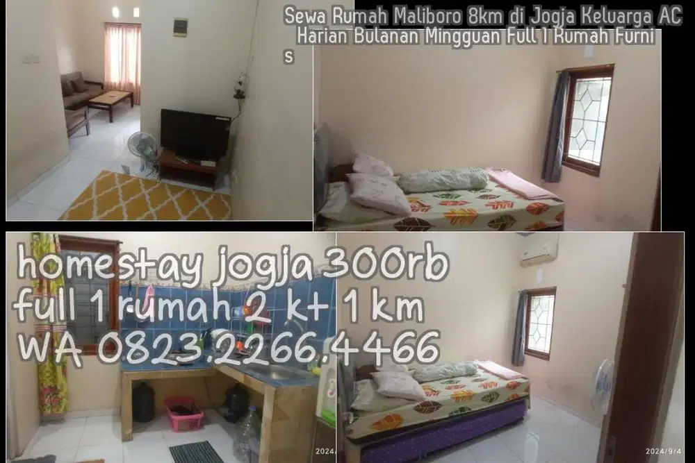 Sewa Rumah Maliboro 8km di Jogja Keluarga AC  Harian Bulanan Mingguan