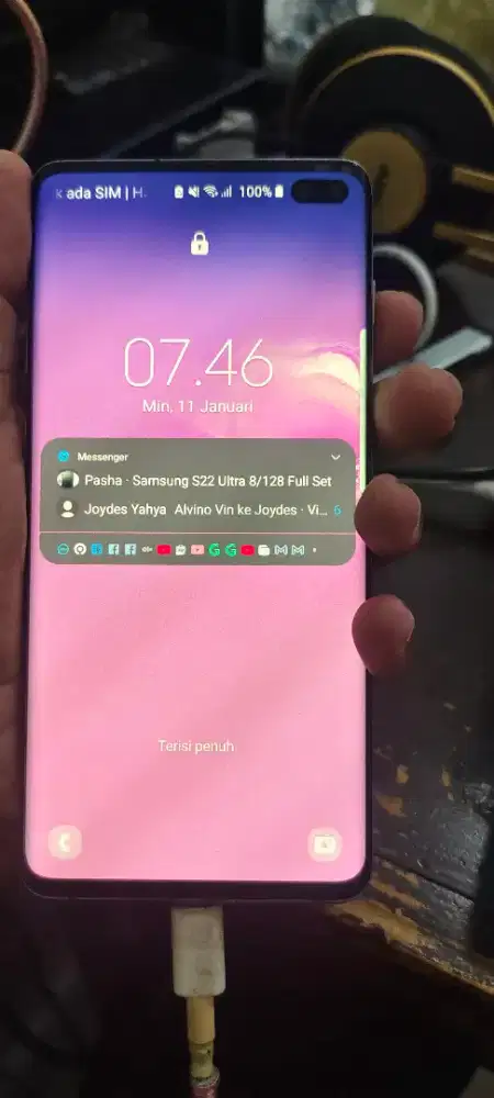 Samsung S10+ 8/128 Full Set Mulus. Minus Green Screen