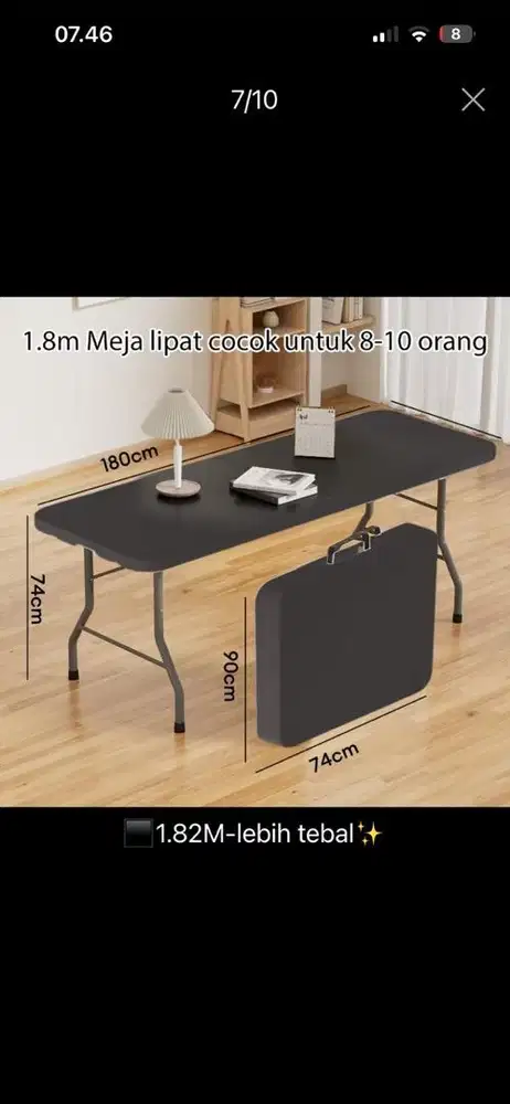Meja Lipat Dagang Portable ukuran 1.8