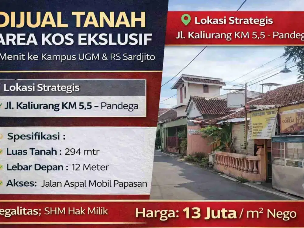 DIJUAL TANAH STRATEGIS AREA KOS EKSKLUSIF PANGEGA