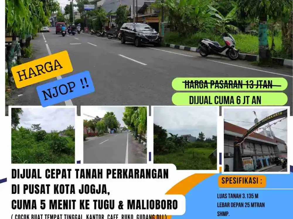 DIJUAL CEPAT TANAH PERKARANGAN DIKOTA JOGJA COCOK BUAT RESTO/VILLA/HOTEL DLL.