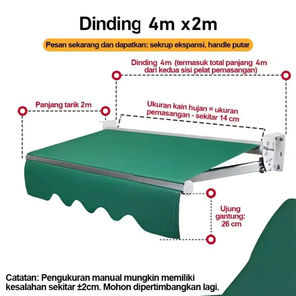 Kanopi Lipat Gulung 4 x 2 Meter Kain Canopy Atap Portable Portabel