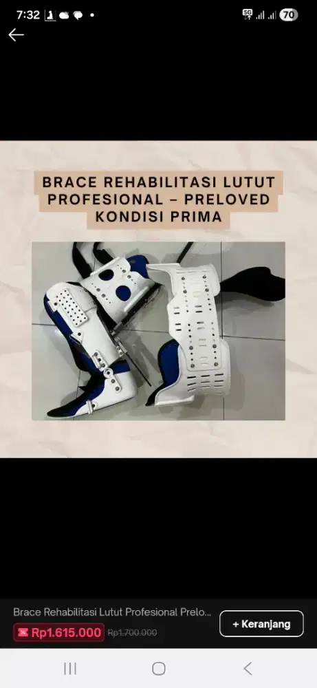Brace Rehabilitasi Lutut (Preloved), alat bantu patah kaki