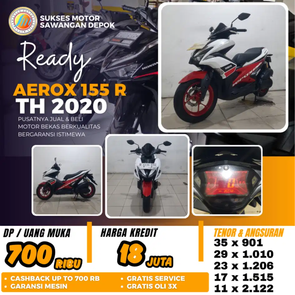 BERGARANSI YAMAHA AEROX R TH 2020 UNIT MULUS BISA KREDIT DP 700 RIBU