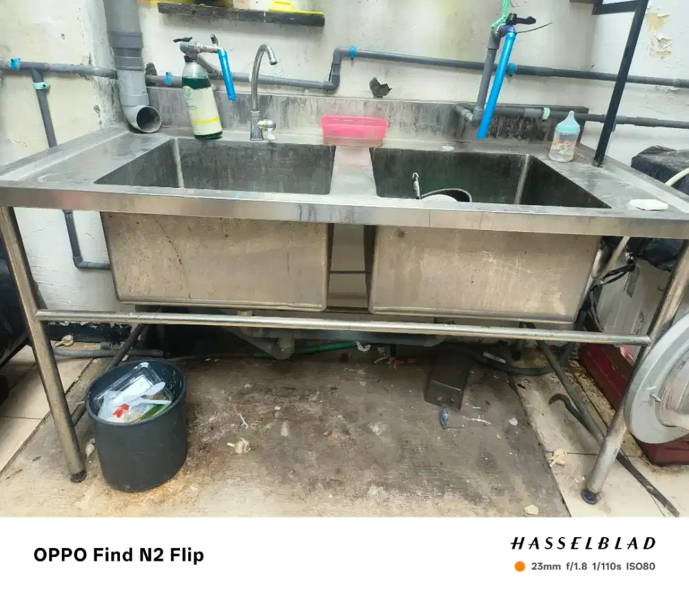 Tempat cuci piring stenlis tebel ukuran 2 meter