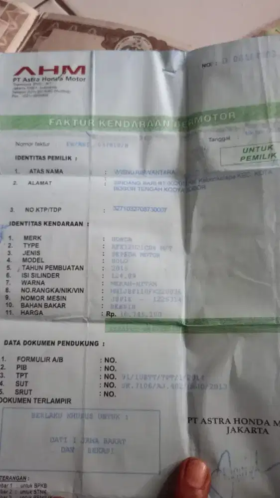 Supra x 125 minus pajak off selebihnya silahkan cek