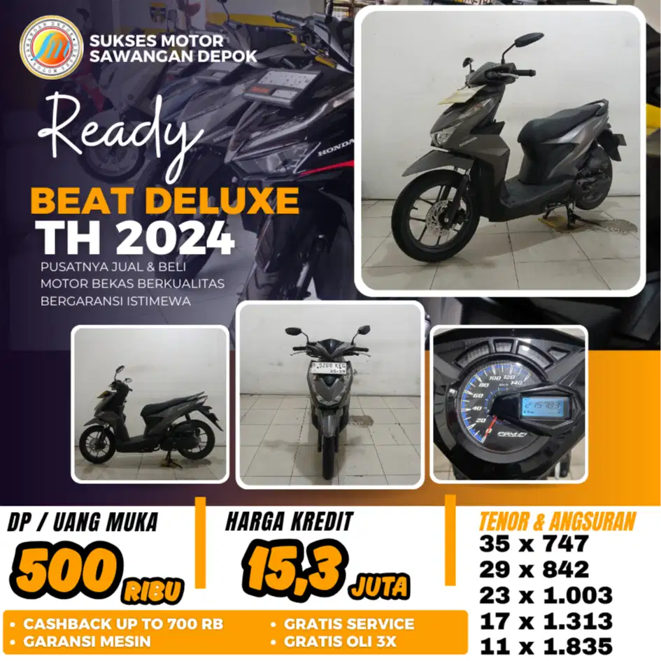 DP 500 BERGARANSI HONDA BEAT DELUXE TH 2024 MULUS BISA CASH KREDIT