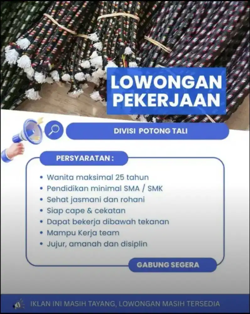 Dicari segera operator produksi