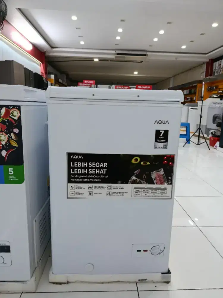 FREEZER AQUA KAPASITAS 100 LITER READY !!