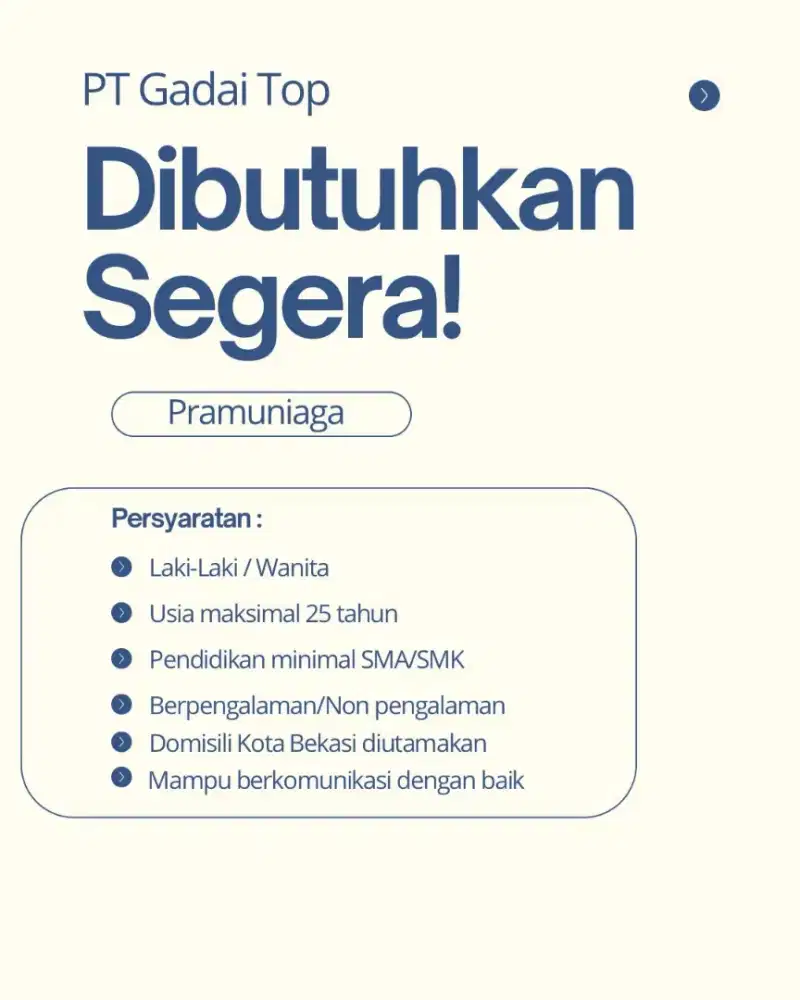 LOWONGAN PEKERJAAN GADAITOP