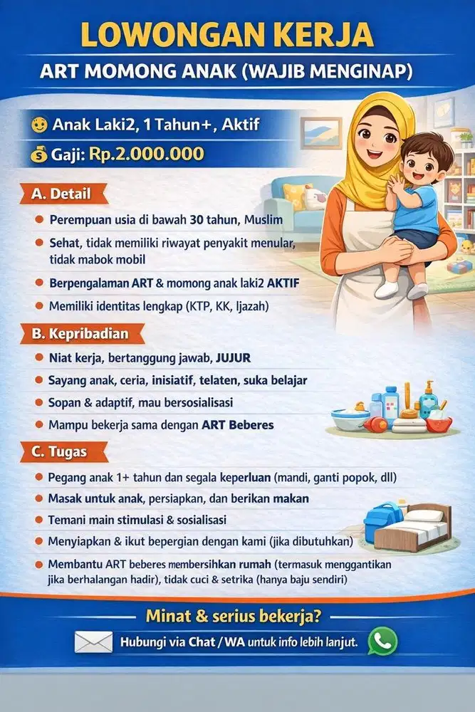 ART Momong Anak (Wajib Menginap)