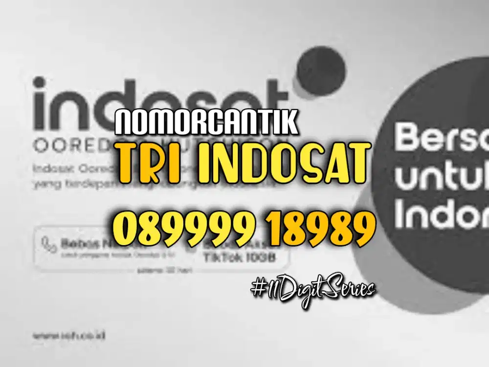 (bisa COD) Nomor CANTIK kartu TRI INDOSAT 11digit HOKI 9999 8989 #02