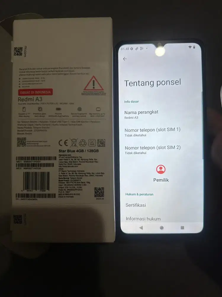 Xiaomi Redmi A3 Blue 4/128GB Resmi Mulus Lengkap