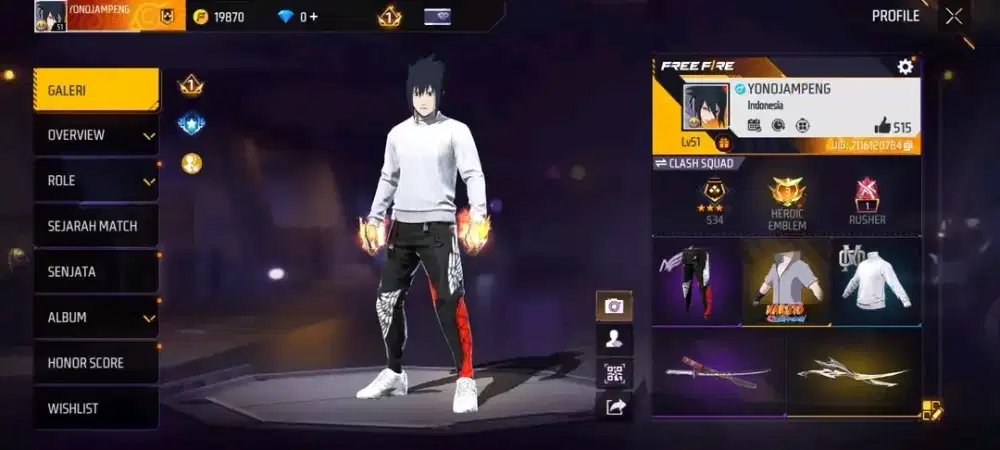 AKUN FF SPEK GAGAH COCOK UNTUK FT DAN PUSH RANK AMANAH