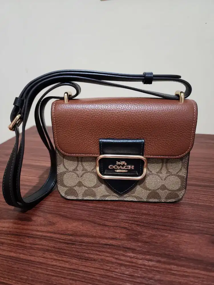 Coach Morgan Square Crossbody In Colorblock Signature Canvas Khaki