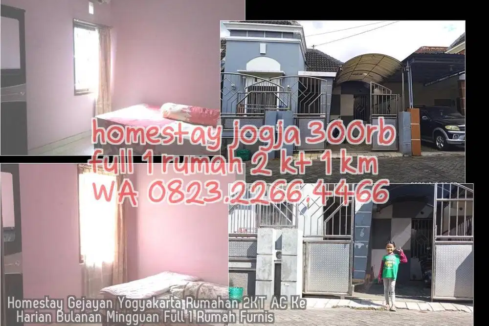 Homestay Gejayan Yogyakarta Rumahan 2KT AC Ke  Harian Bulanan Mingguan