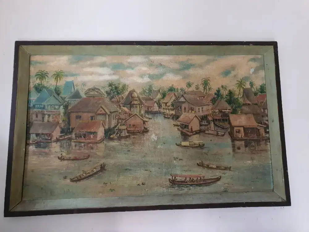 Dijual lukisan  rumah diatas air / lanting