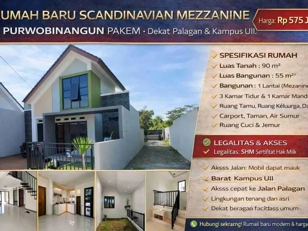 Rumah Baru Scandinavian Mezzanine di Purwobinangun Pakem – Dekat Palagan & Kampus UII
