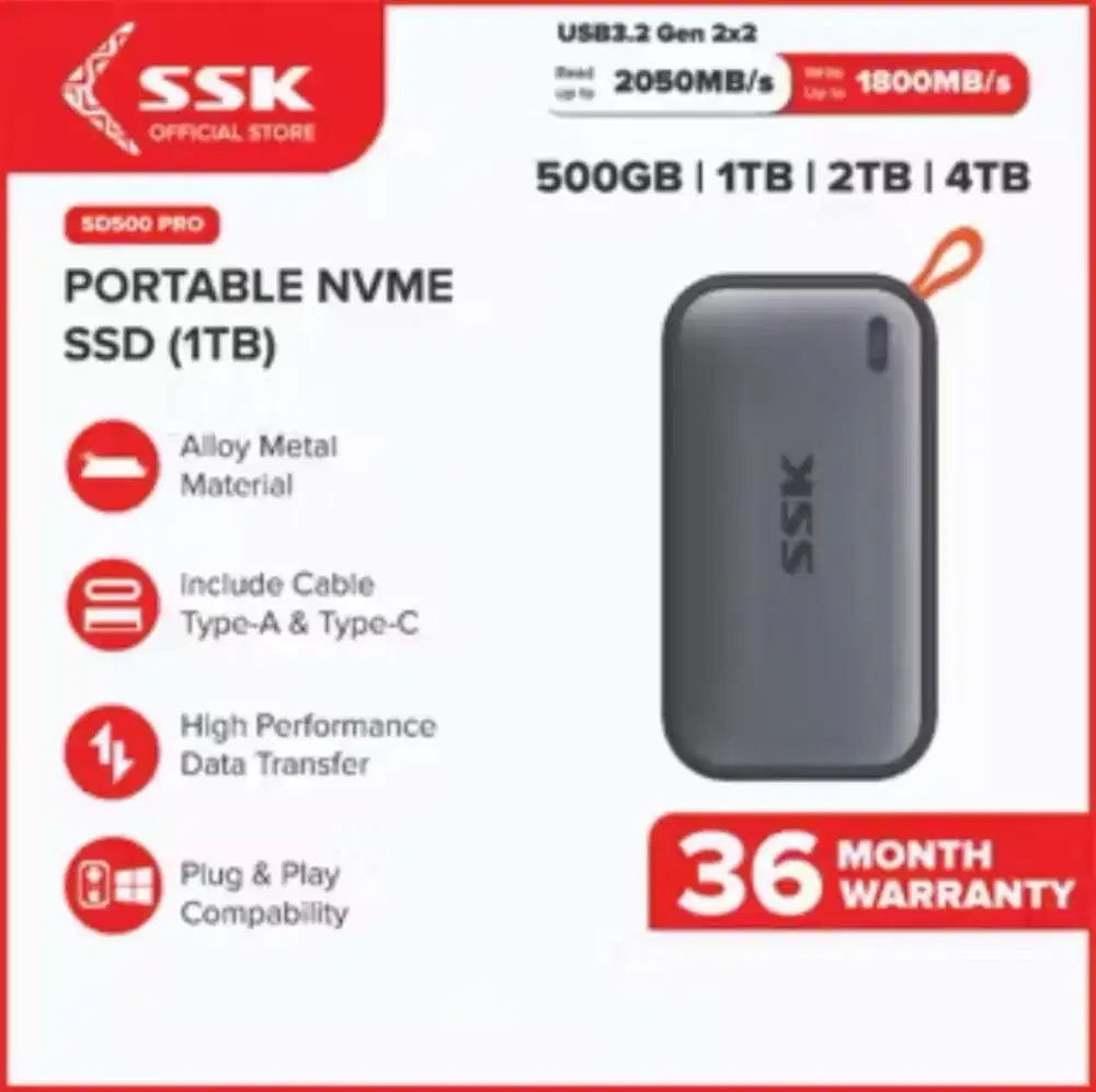 SSD Portable SD500 Pro SSK Indonesia Baru dan Bergaransi