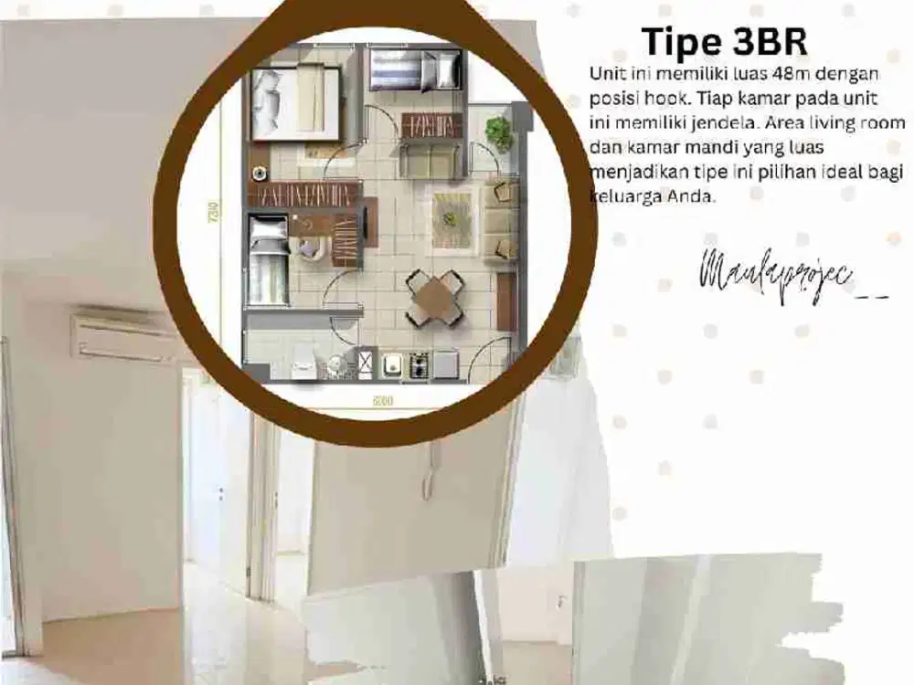 Jual 3BR kosongan atas mall apartemen Bassura City tower Alamanda