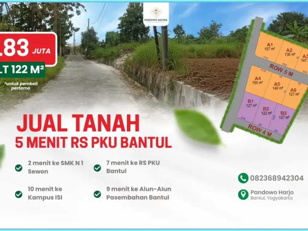 TANAH DIJUAL BANTUL HARGA 100 JUTAAN LOKASI STRATEGIS DEKAT PASAR DAN RS