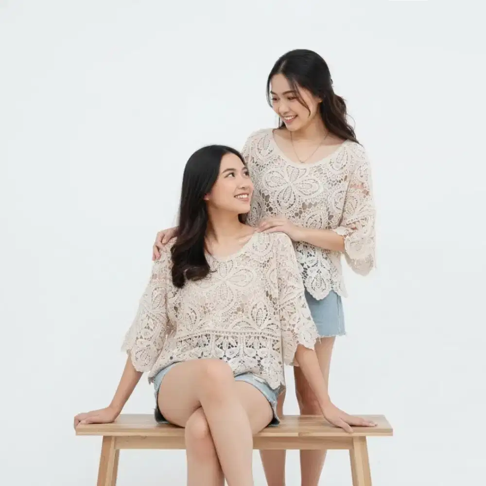 Nia Top Brokat Lace Wanita | Blouse Brokat Premium Big Size