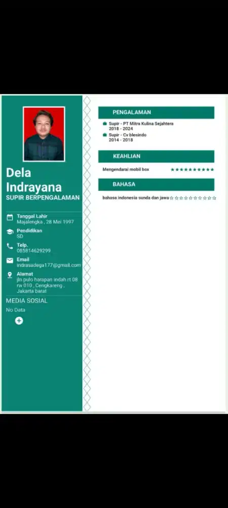 Saya sedang mencari pekerjaan sebagai driver