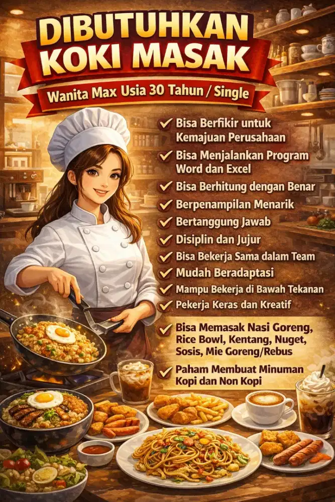 Di butuhkan koki masak