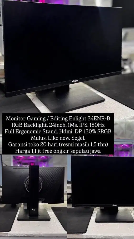 Monitor Enlight 24 inch 180Hz 1Ms ips Ergonomics Argb Like New 1,1 jt