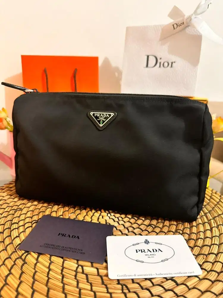 New Prada Tessuto Nylon Cosmetic Pouch Authentic 100%