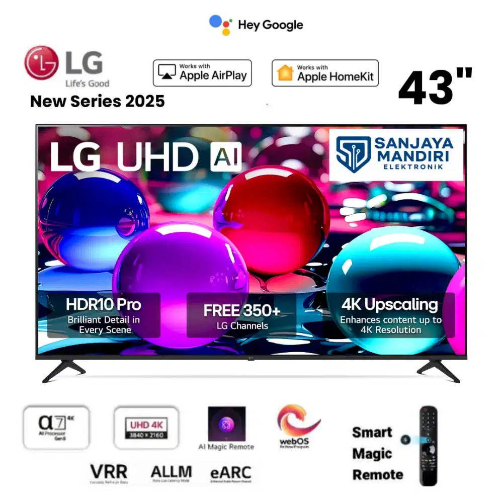 LG SMART TV 43 INCH 43UA7550PSA UHD AI 4K HDR 10PRO AI MAGIC REMOTE