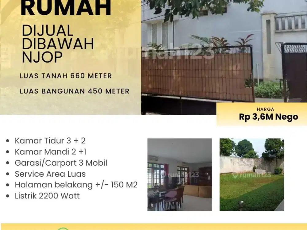 Rumah 660m Harga Dibawah NJOP di Gandul Cinere , Depok