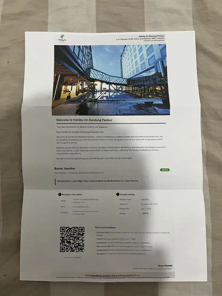 Voucher hotel holiday inn bandung pasteur