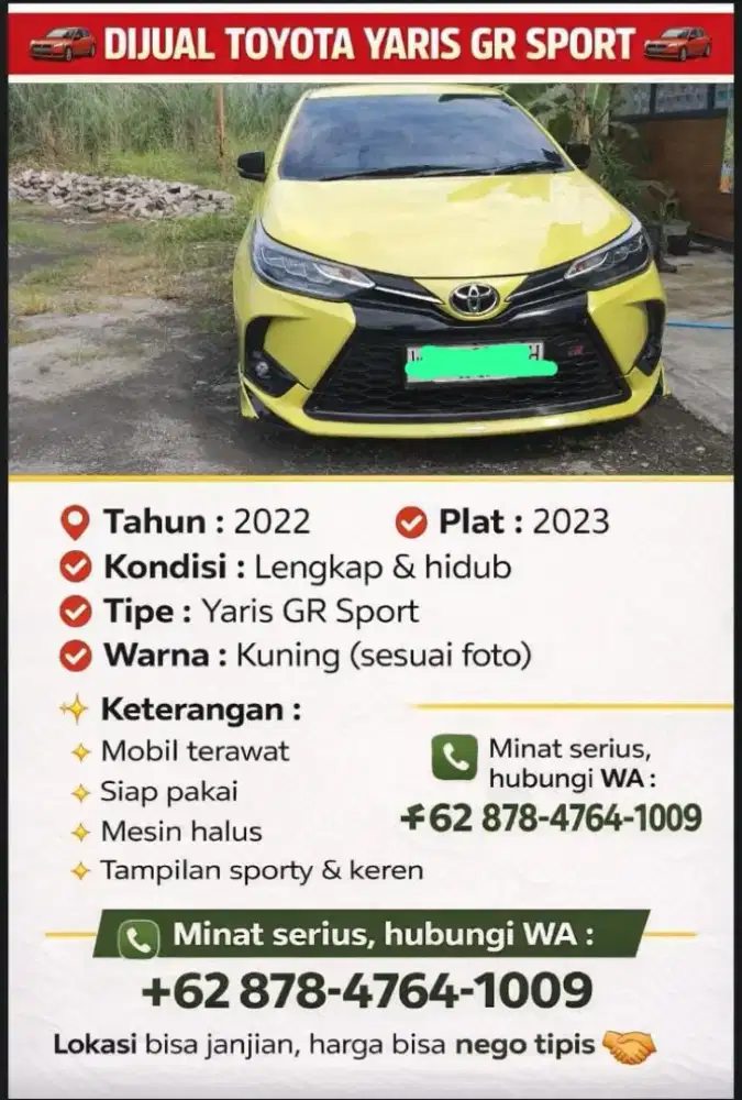 JUAL CEPAT! TOYOTA YARIS GR SPORT - KUNING METALIK MENARIK!