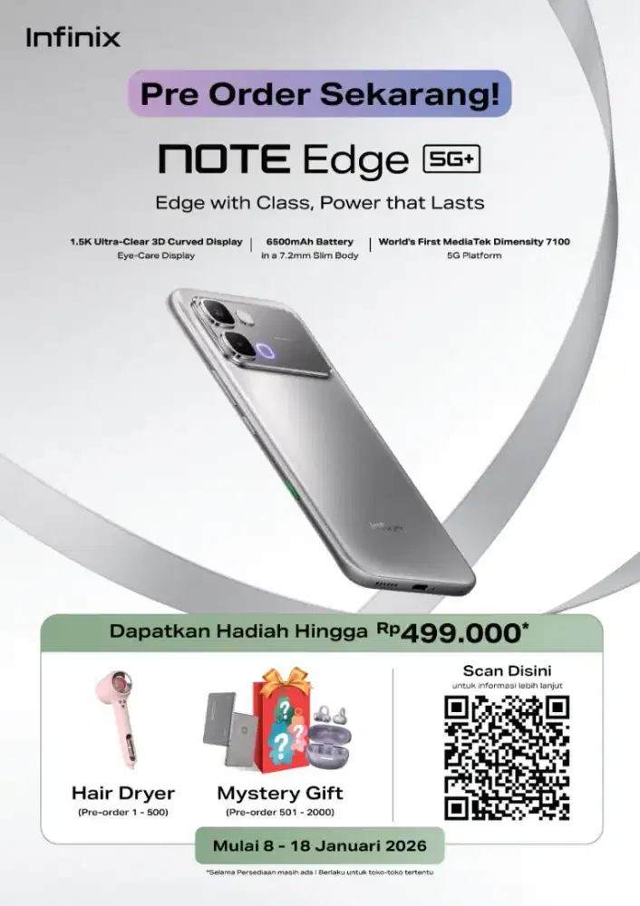 PRE ORDER INFINIX NOTE EDGE 8+8/256GB GARANSI FRESH RESMI INFINIX