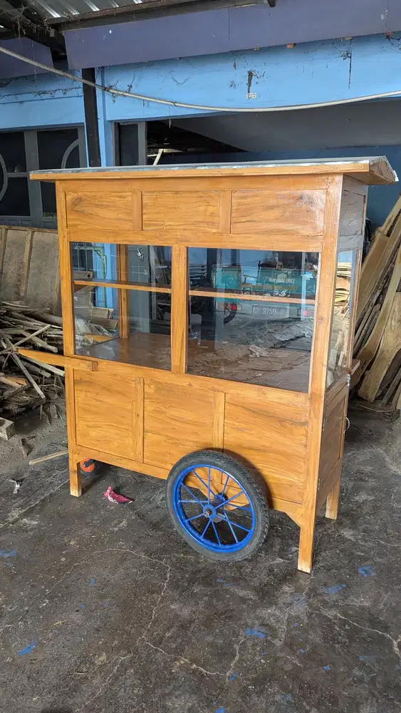 DIJUAL GEROBAK KAYU MAHONI