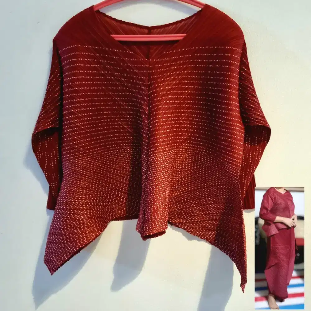 [Like New] Pleats Setelan Plisket ala Issey Miyake Atasan & Kulot