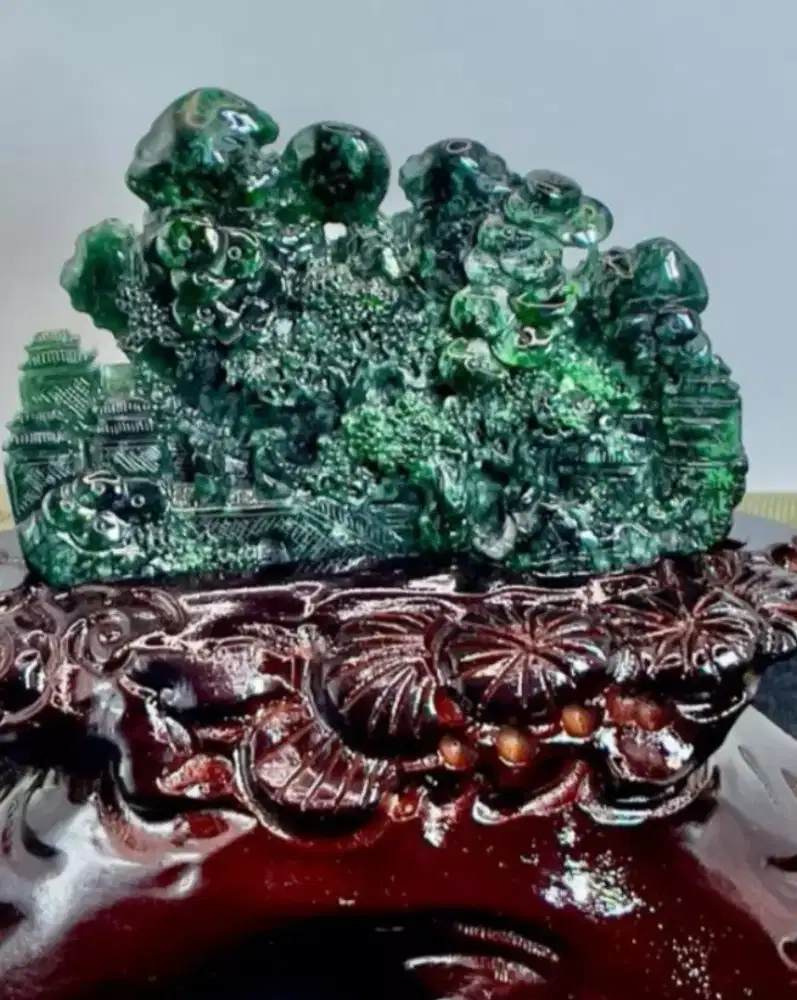 Jadeite jade giok Burma type A pemandangan