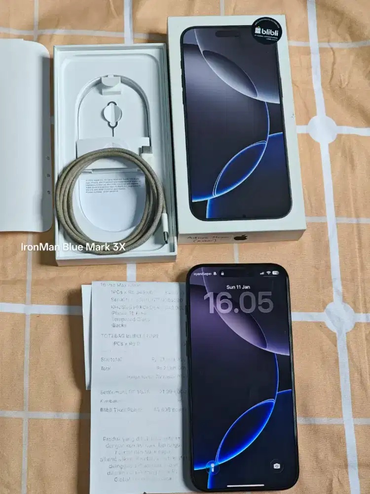 iPhone 16 Pro Max 256gb Blibli Black Titanium BH 96 Garansi On