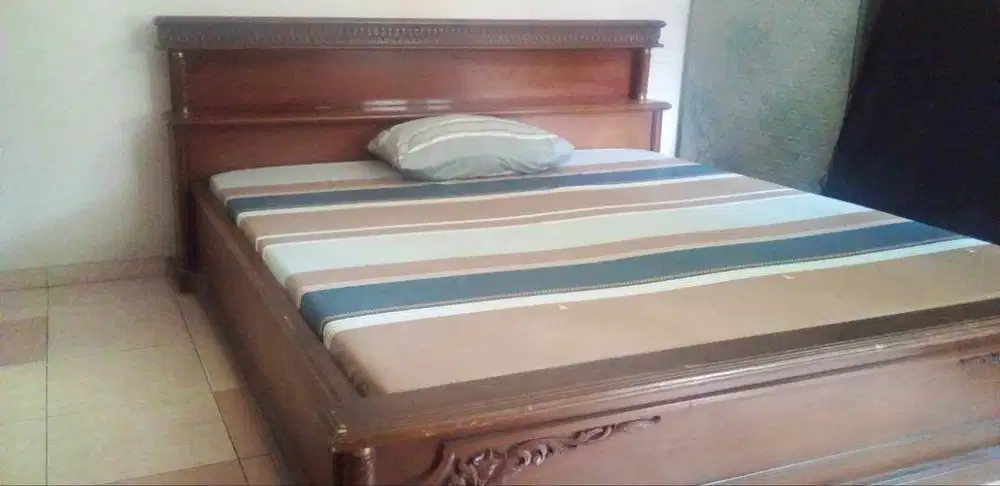 Tempat tidur kayu jati + kasur orthopedic